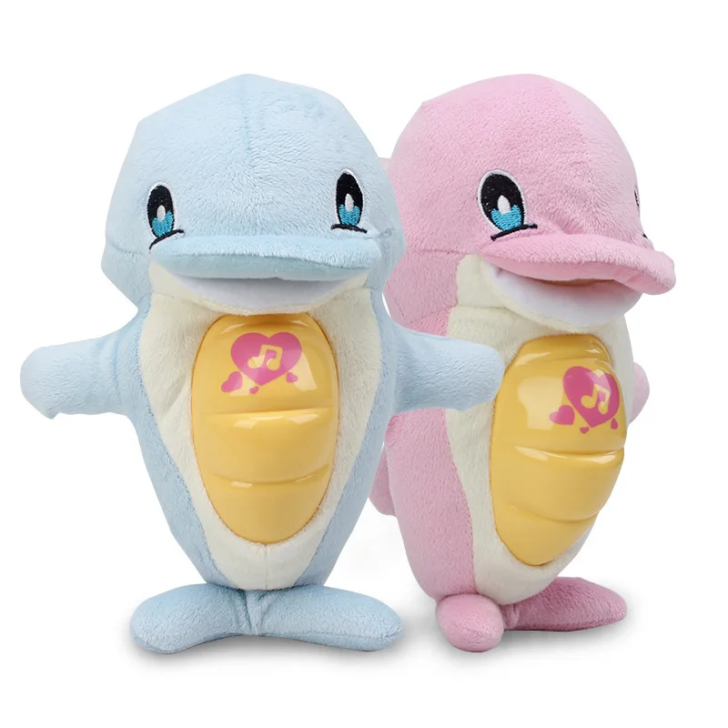 

Huile Comfort Dwarf Seahorse Dolphin Music Puzzle Baby Doll Sound and Light Baby Plush Toy Gift Wholesale