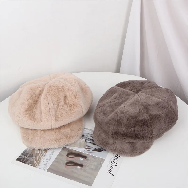 Женские головные уборы из мягкого флиса осенне-зимние женские береты с мехом