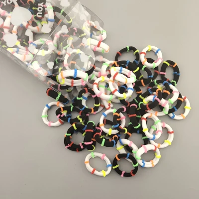 Black White Node 100 шт./упак. карамельных цветов 3 см нейлоновые волосы полосатые дети резинки для девочек эластичные повязки на голову Детские аксессуары для волос резинка для волос - Цвет: Black White Node
