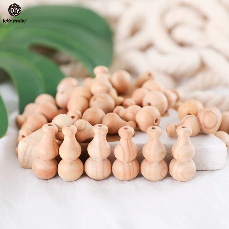 Let's Make-mordedor de madera 20 piezas para beb&eacute;, cuentas de calabaza de 30mm, juguetes para morder, cuentas de calabaza para dentici&oacute;n, cuidado Dental-3