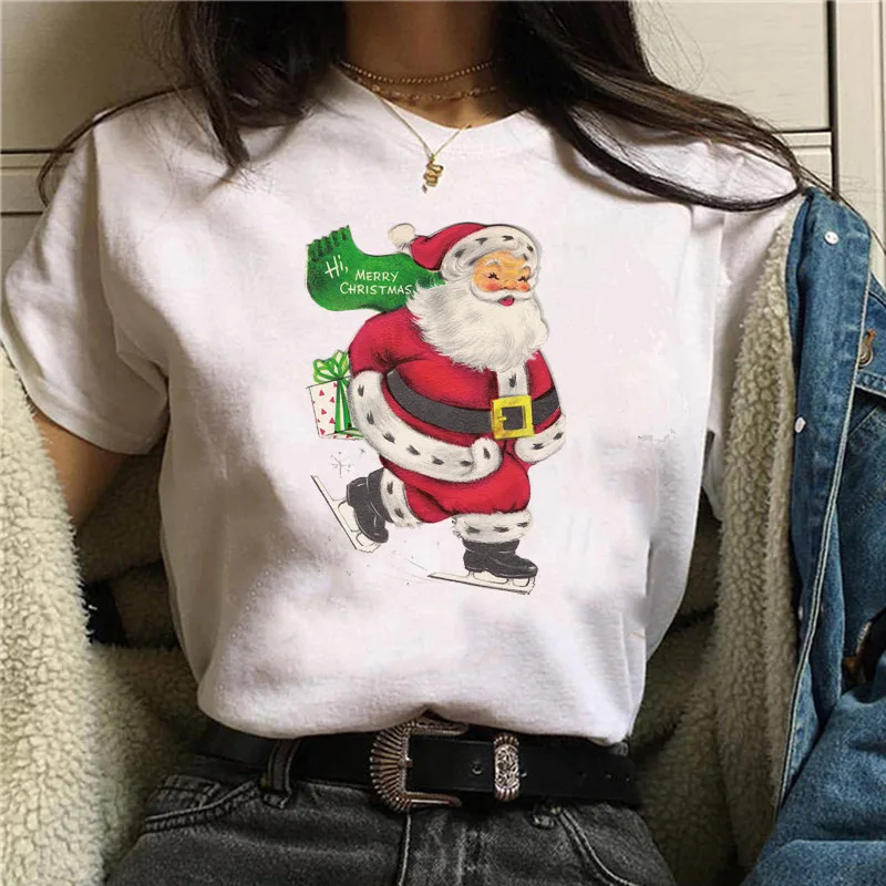 

Variety of Santa Claus Tees Christmas Santa Claus Christmas Tree Shirt Snowman Cartoon Happy New Year Holiday Fashion T Shirt XL