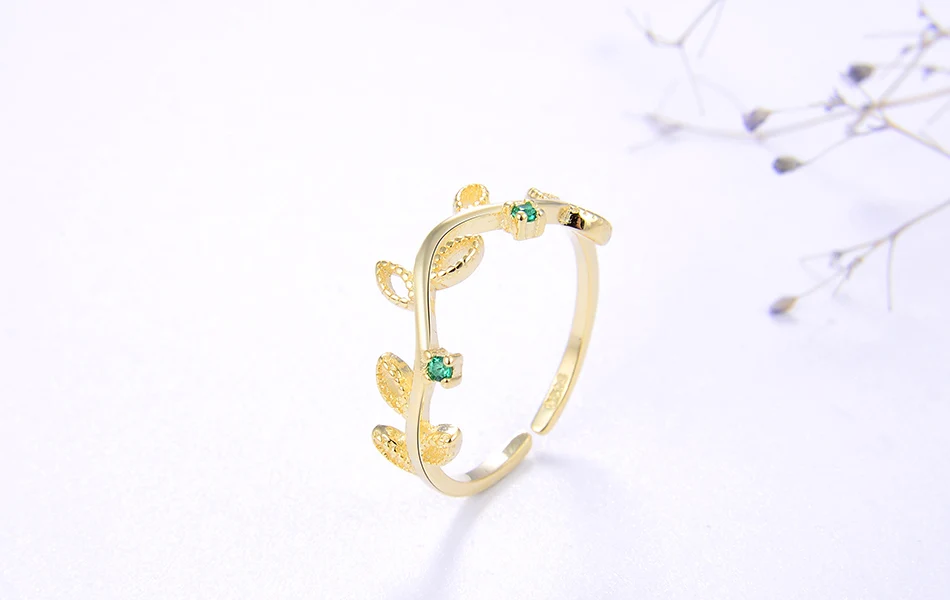 ORSA JEWELS Настоящее серебро 925 регулируемые кольца Для женщин Лист Форма 4 стиль по желанию Зеленая прозрачная AAAA фианит несколько колец ювелирные изделия SR143