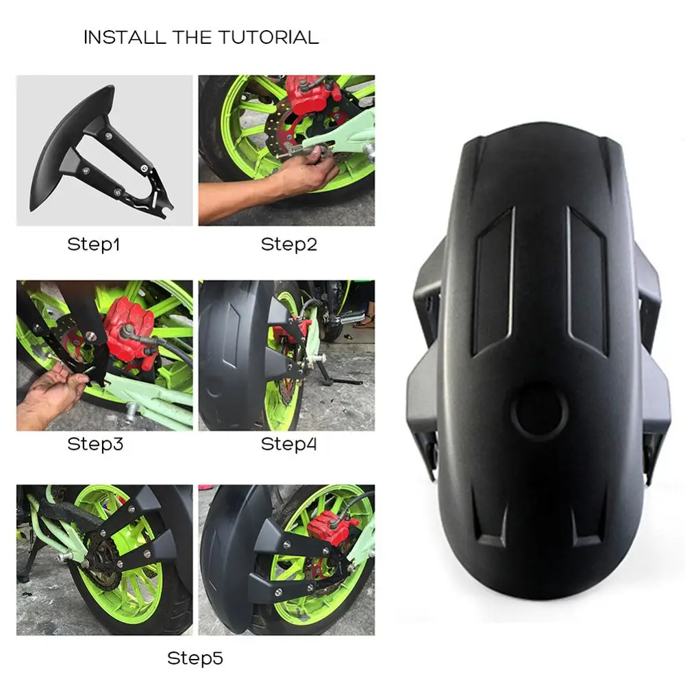 

Universal Black Plastic Motorcycle Rear Wheel for fender Splash Guard Rear Wheel Cover Splash Guard Mudguard with Bracket