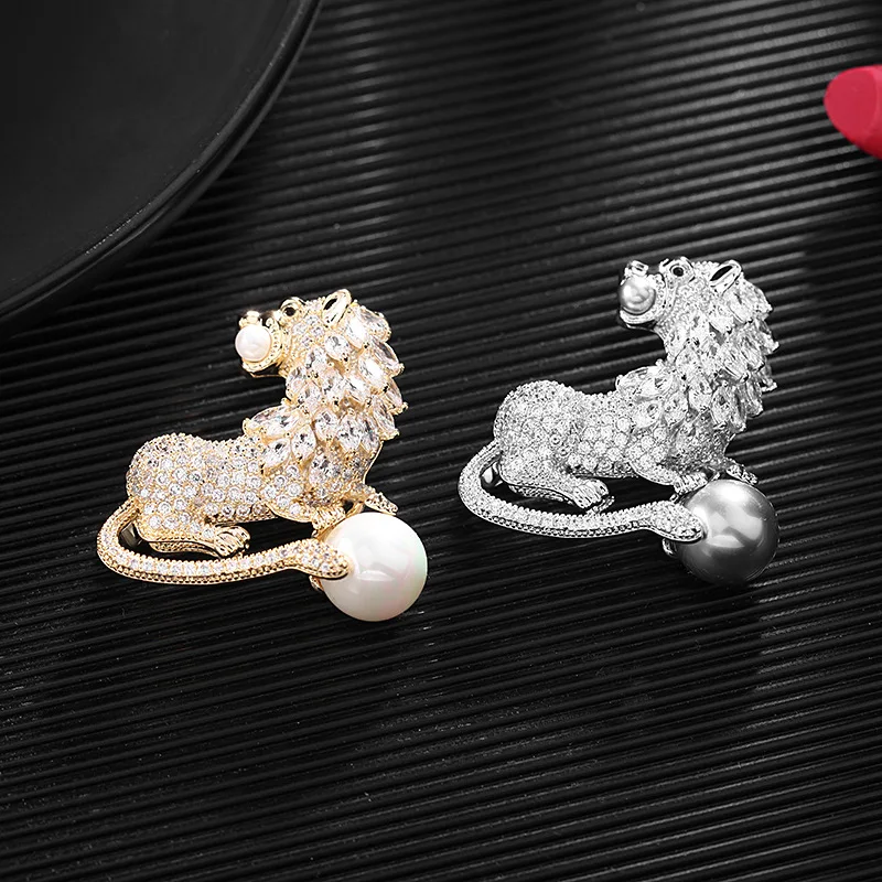 

Сверкающие Стразы Броши со львом для женщин, 2 цвета, с животными вечерние повседневные брошь, булавки, подарки