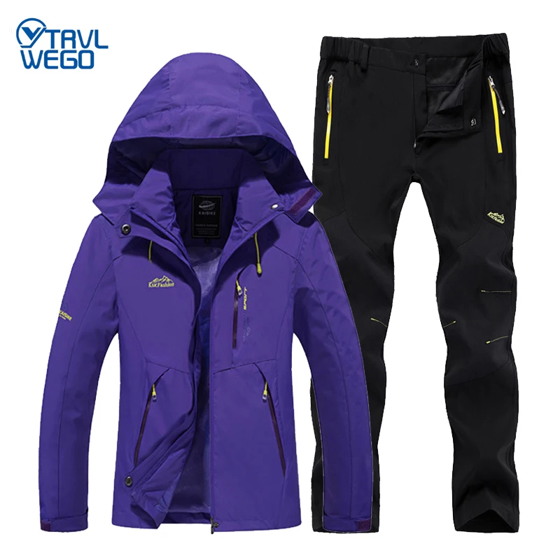 TRVLWEGO Outdoor Camping Clothing Women's Spring Autumn Thin Single Jacket Pants Waterproof Windproof Hiking Windbreaker Coat | Спорт и