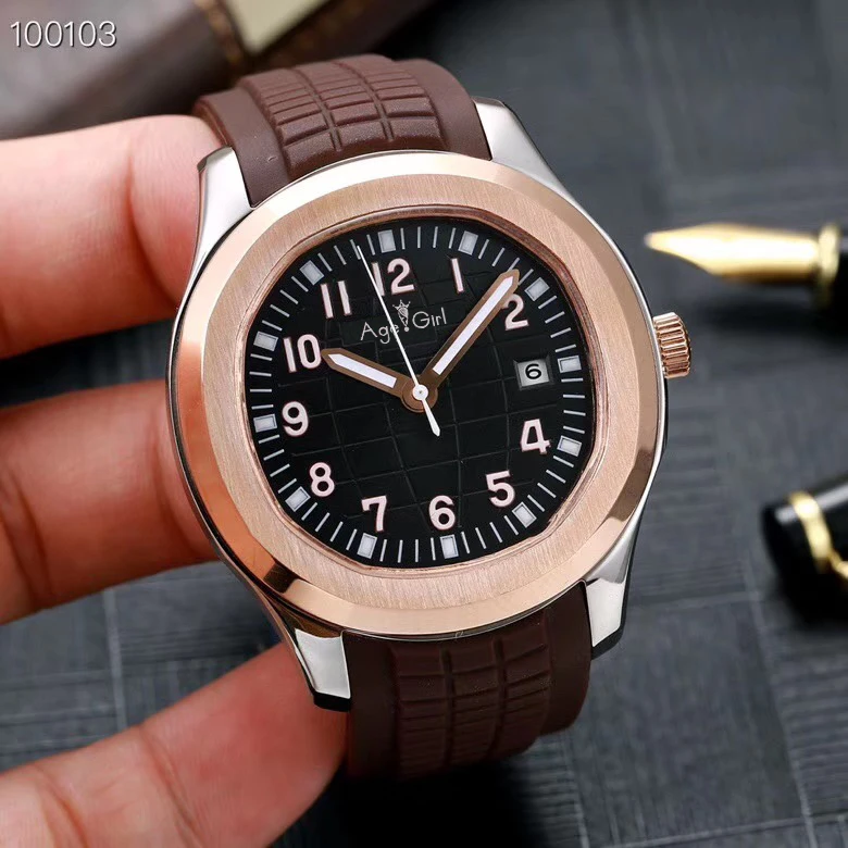 

Classic New Men Automatic Mechanical Watch Silver Rose Gold Black Blue Coffee Rubber Sapphire Glass Back Limited Sport AAA+