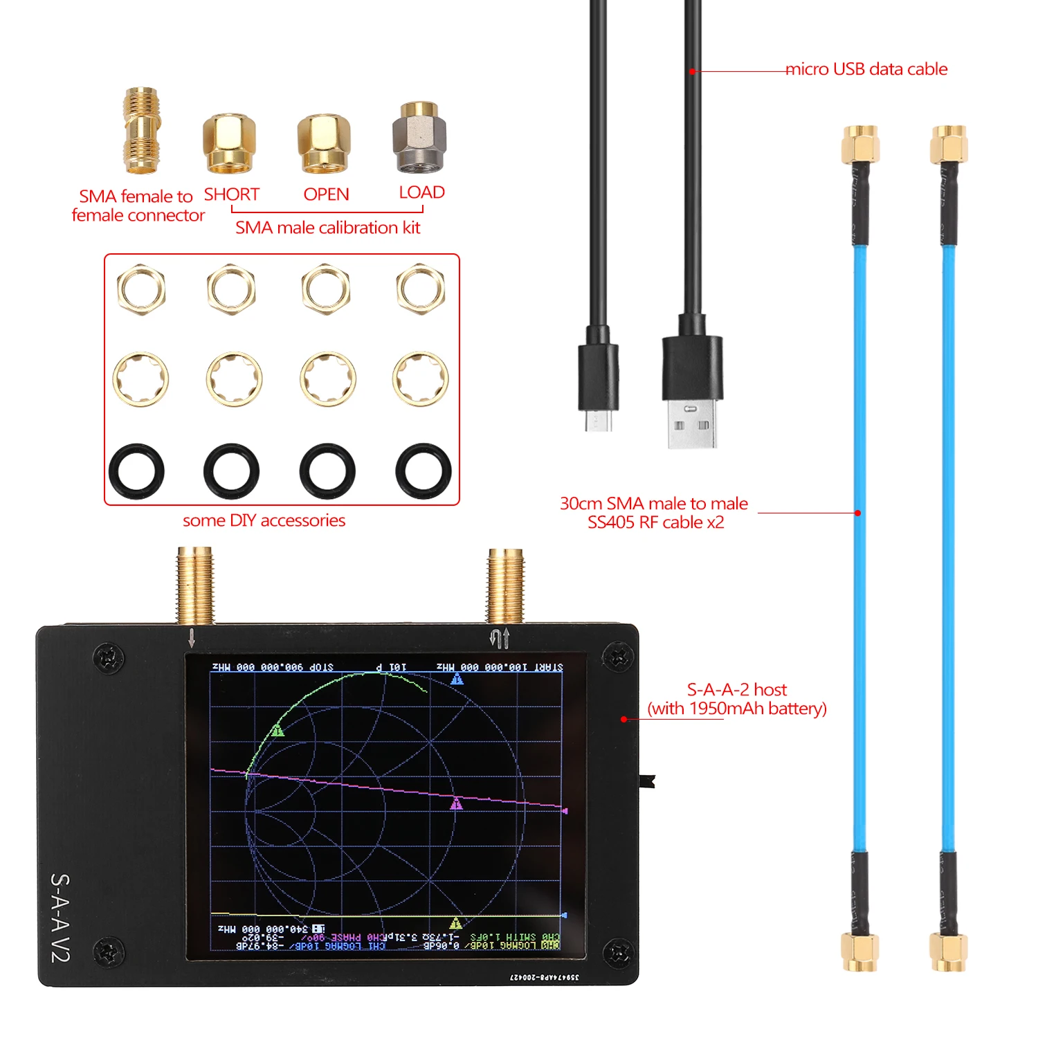 S A 2 NanoVNA V2 анализатор антенны 3G вектор сетевой коротковолновое HF VHF Любительская