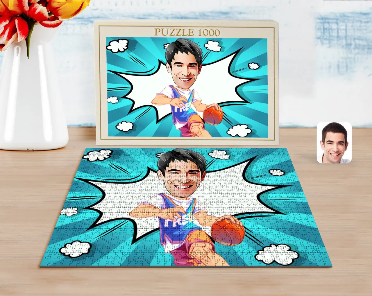 

Personalized Men 'S Basketball Player Caricature of 1000 Piece Professional Puzzle-2