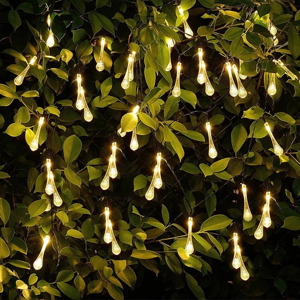

Solar LED Light String 20/30/50LED Water Drop Fairy Lights 8 Modes Outdoor String Lamps Waterproof for Garden Decoration