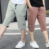 3 13year children boys pants summer kids knee length straight pants boys linen cotton pants baby casual trousers