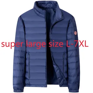 Новое поступление Suepr большой осень-зима для мужчин со стоячим воротником светильник вниз куртки для мальчиков на белом утином пуху тонкий повседневные штаны размера плюс L-4XL 5XL 6XL 7XL
