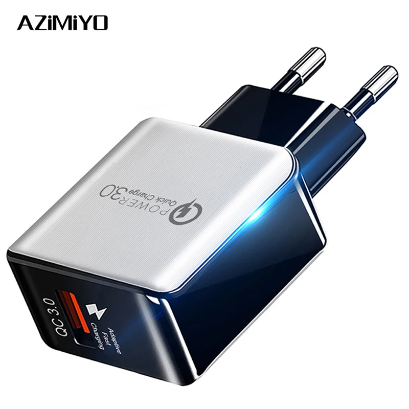 AZiMiYO 18 Вт Быстрая зарядка 3,0 Быстрая зарядка для мобильных телефонов с европейской вилкой настенное USB зарядное устройство адаптер для iPhone samsung redmi huawei