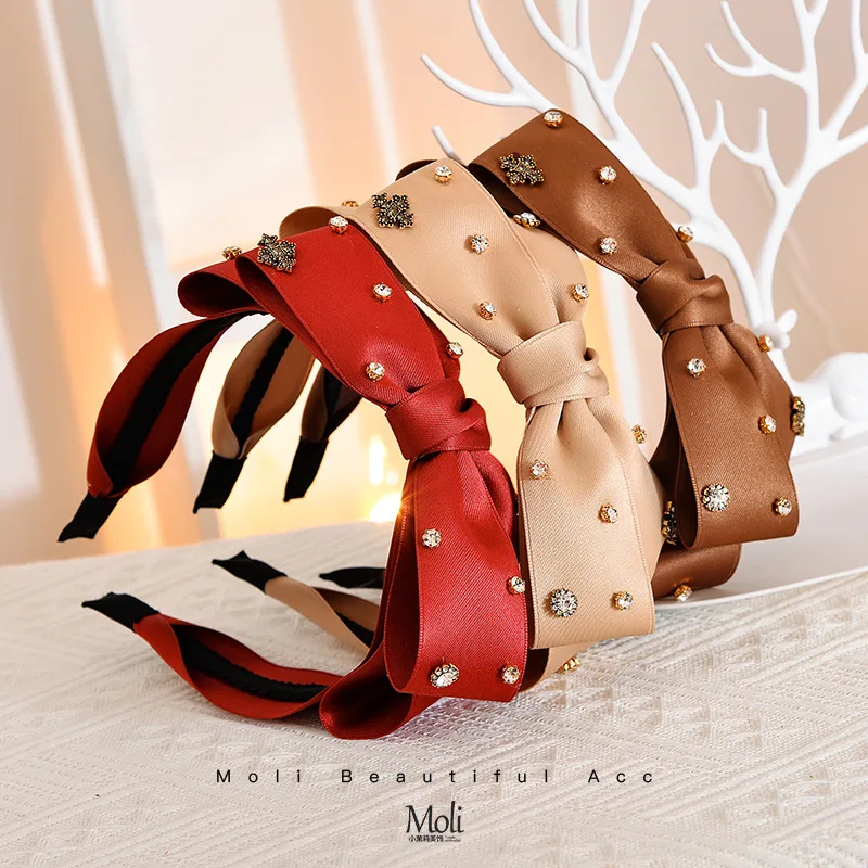 

Повязка на голову женская с большим бантом, модный простой ободок, зимний аксессуар