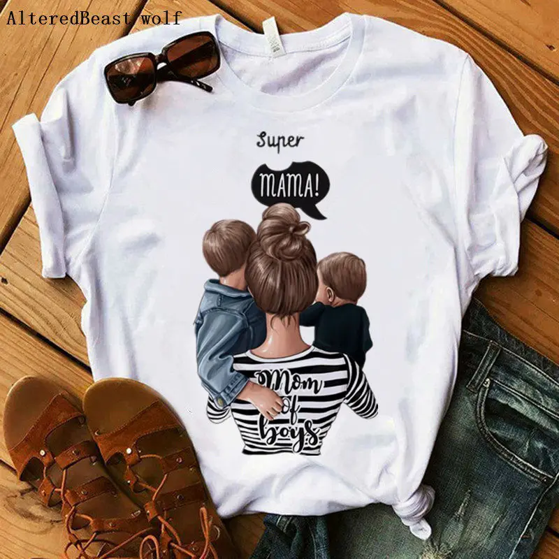 

Super Family T-shirt Fashion Mom Life Women Tops Tee Mother's Day Female Short Sleeve Casual Mama T Shirt Printed Cute Clothes