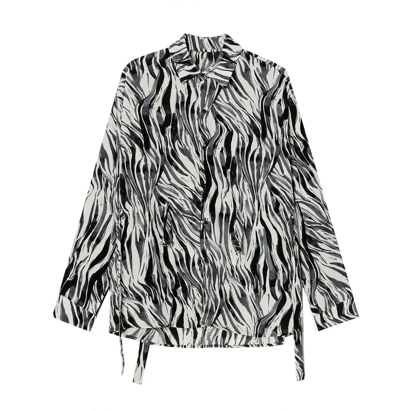 

Men's Clothing 2021 Spring New Long Sleeve Shirt Korean Style Design Loose Personalized Printing Oversize Shirts Tie