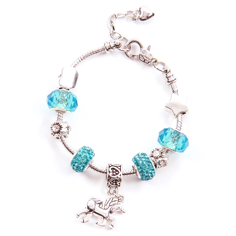 NCRHGL браслеты с изображением единорога розовые хрустальные бусины Браслет