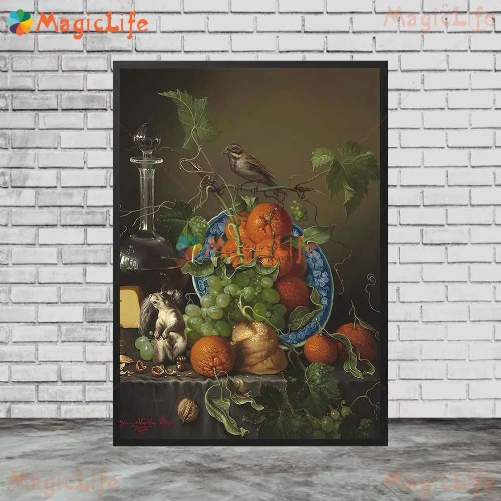 Постеры с изображением фруктов натюрморта яблока граната настенные картины для