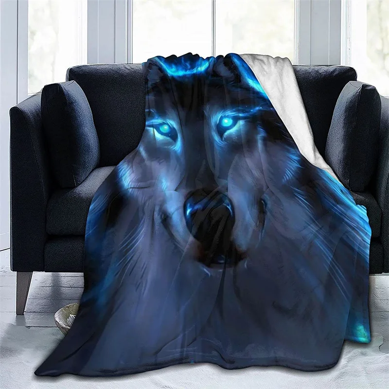 

Silver Blue Fire Flame Wolf Navajo Cubre Throw Blanket