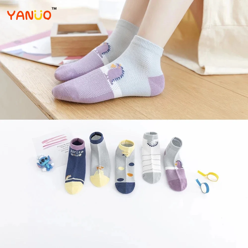 

5Pairs/lot Baby Socks Spring Summer Kids Socks Cotton Animal Cute Thin Socks Lovely Girls Boys Mesh Socks