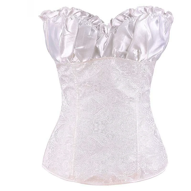 Корсет женский атласный с оборками элегантный однотонный корсет в Королевском