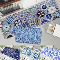 blue and white porcelain bedroom kitchen entrance 4060 coral velvet carpet rubber floor mats anti slip rug welcome doormat