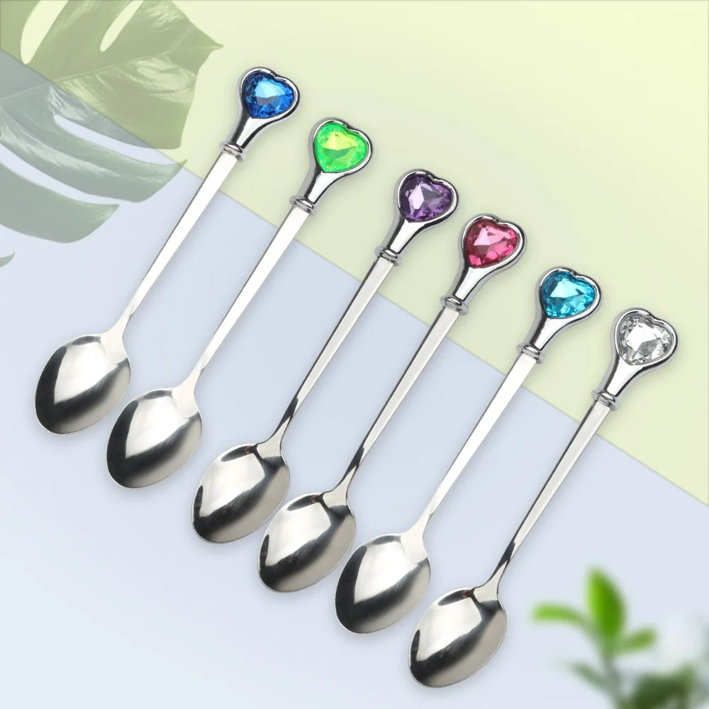 Алмазные ложки из нержавеющей стали для мороженого чая кофе с длинной