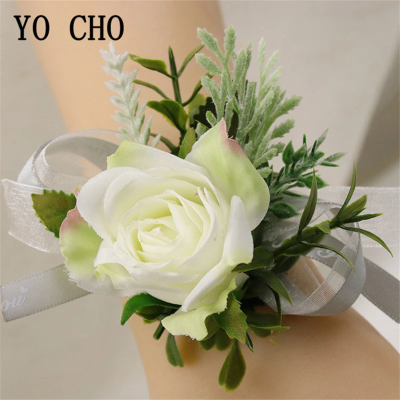 Бутоньерка для жениха YO CHO свадебная бутоньерка браслет белая искусственная