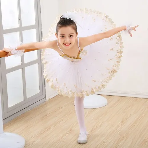 

2020 New Child Swan Lake Costume White Pink Ballet Dress for Children Professional Ballet Tutu Pancake Tutu Girls Dancewear