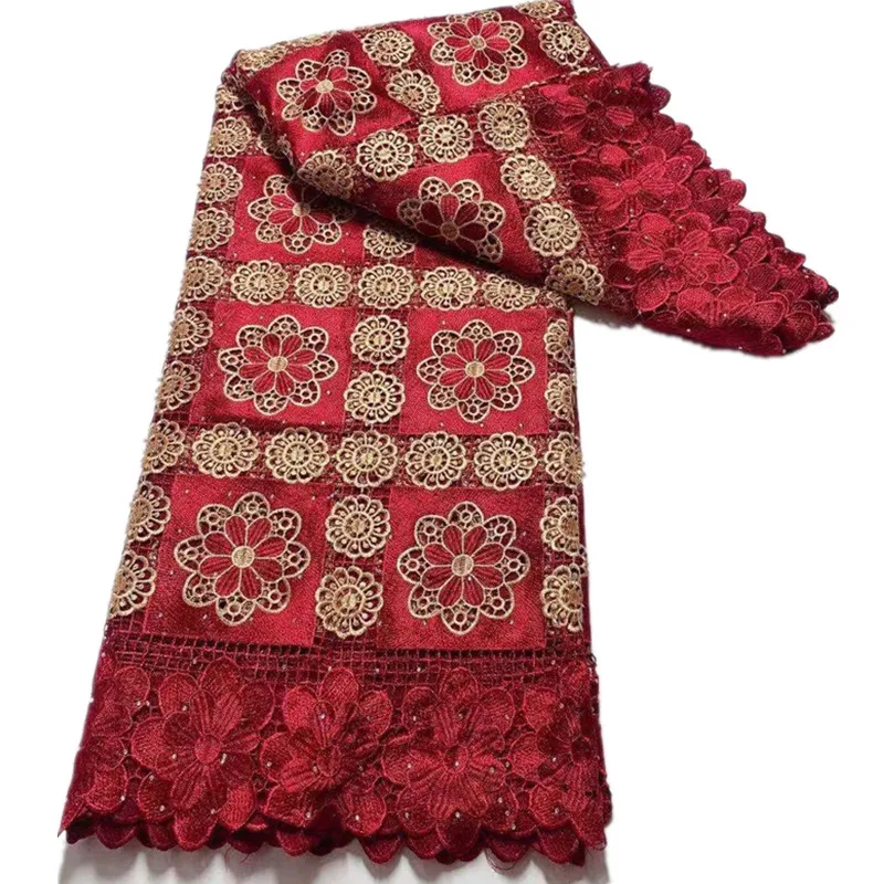 

Familiar Hot Sale African Lace Fabric 2021 New High Quality Lace French African Guipure Lace Cord With Stones For Dress DF31601