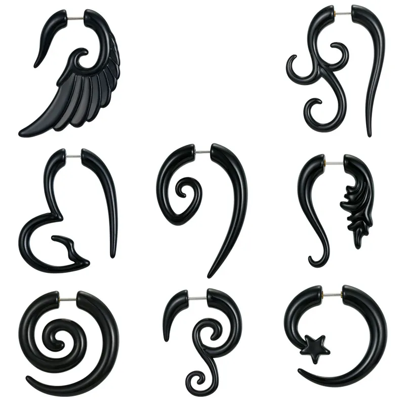 1 шт. готические панк черные Спиральные серьги гвоздики с улиткой для мужчин и