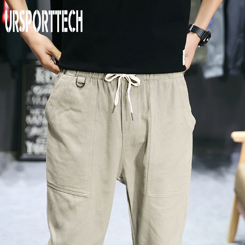 Мужские брюки-карго в стиле хип-хоп черные однотонные облегающие брюки-джоггеры