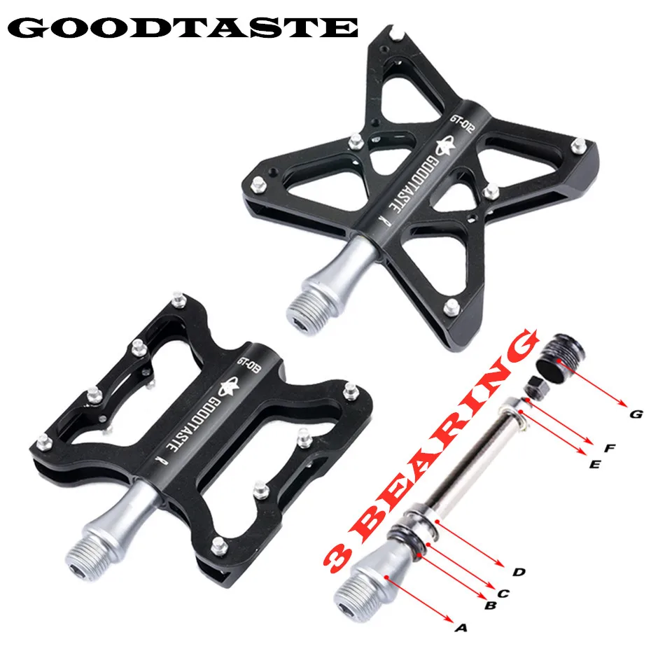 Велосипедные педали 3 подшипника анти скольжение светильник ЧПУ Алюминий MTB