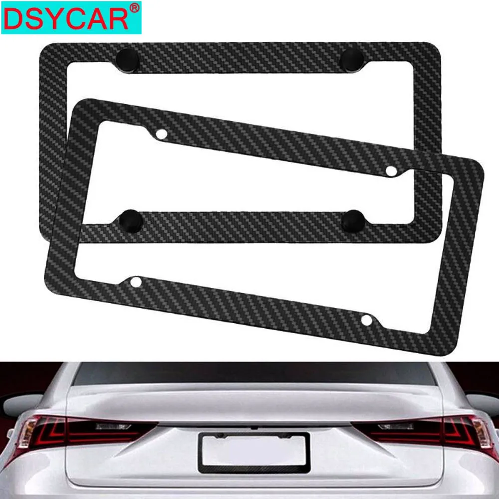 

DSYCAR 2Pcs/Set Carbon Fiber License Plate Frame, Slim Car License Plate Holder Covers for Universal Cars
