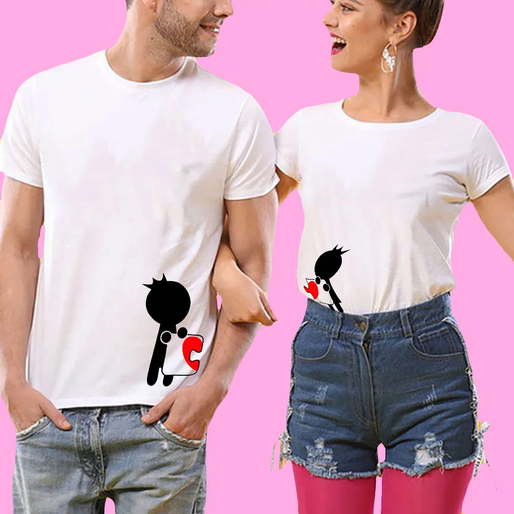 QIM 2019 модная Одинаковая одежда для пар красивая футболка с принтом женщин и