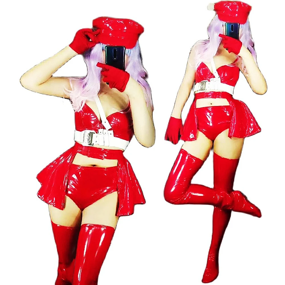 

Personality New Red Coat of Paint Shorts Tops Set Nightclub Singer Dancer Performance Stage Wear Birthday Celebration Outfit