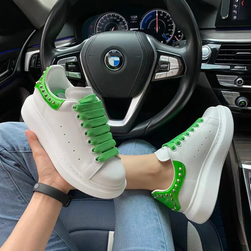 

12 Color 2021 Fashion Leather Platform Unisex Shoes Women Casual Tenis Sneaker Designer Alexander White Flats Walking Shoes