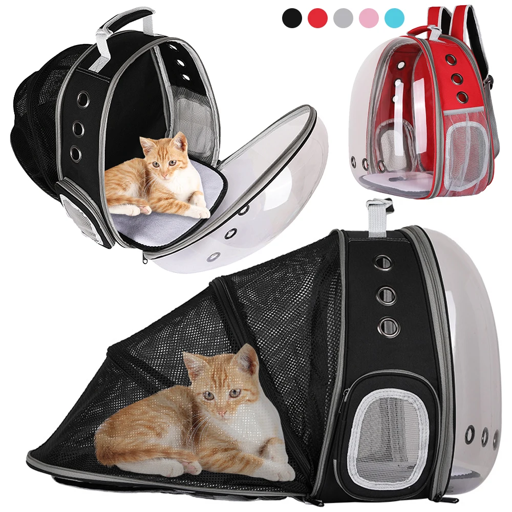 

Expandable Cat Bag Portable Pet Outing Backpack Transparent Space Capsule Strap Cat Carrier Backpack For Pet Outdoor Carry Bags