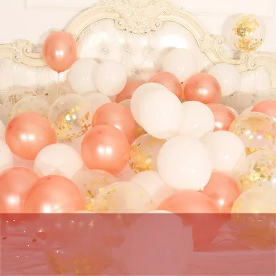rose gold white gold 15 шт./лот, 12 дюймов, металлические хромированные латексные шары+ прозрачные Серебристые конфетти, шары на свадьбу, день рождения, розовое золото, латексные вечерние шары, Декор - Цвет: rose gold white gold