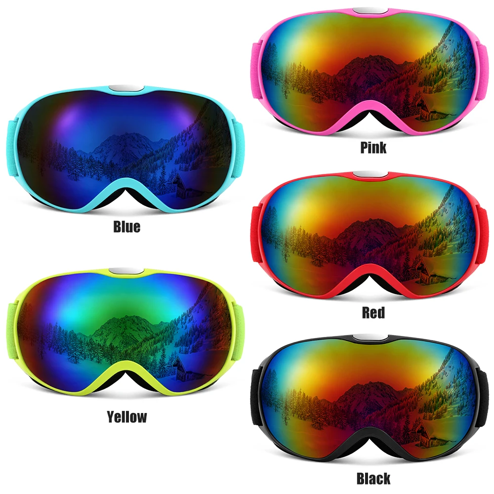 Детские лыжные очки Анти-туман двойные линзы снежные для зимних видов спорта