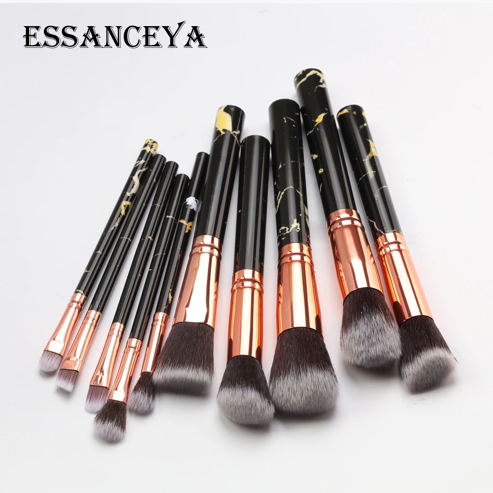 10 pcs ESSANCEYA, 7/10 шт., набор мраморных кистей для макияжа, основа, пудра, румяна, тени для век, кисть для смешивания, кисти для макияжа, инструменты, косметический набор - Handle Color: 10 pcs