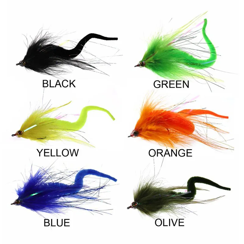 

Vampfly 1PCS 2PCS #2/0 Dragon Tail Streamers Flies 3D Fish Eye Saltwater Baitfish Fly Bass Muskie Pike Fishing Lures