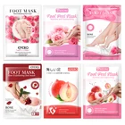 6 пар маски для пилинга ног, скраб, отшелушивающие носки для педикюра, против трещин, пятки, патчи для ног, маска для ног розовыйперсиковая