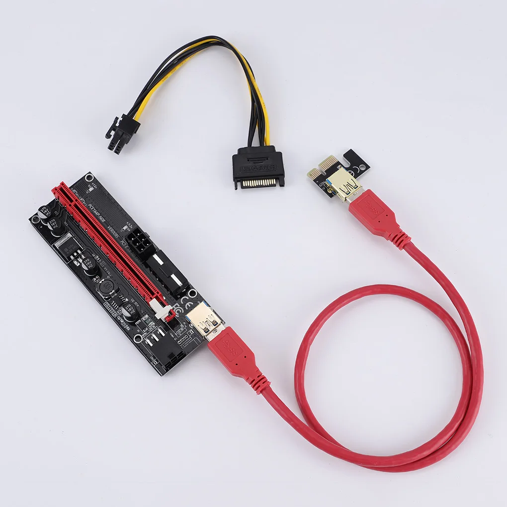 

6/10 шт. VER009 USB 3,0 PCI-E Riser VER 009S Express 1X 4x 8x 16x удлинитель адаптера SATA 15 pin к 6 pin кабель питания