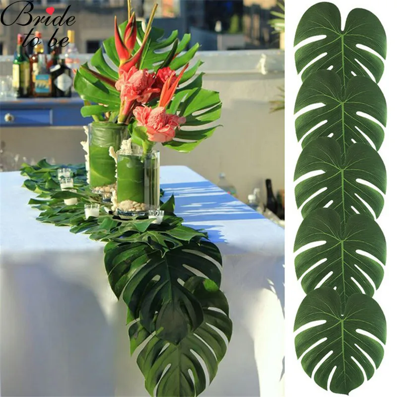 

60pcs Bride To Be Artificial Tropical Palm Leaves for Hawaiian Luau Theme Party Decorations Home Garden Decoration Wedding Party