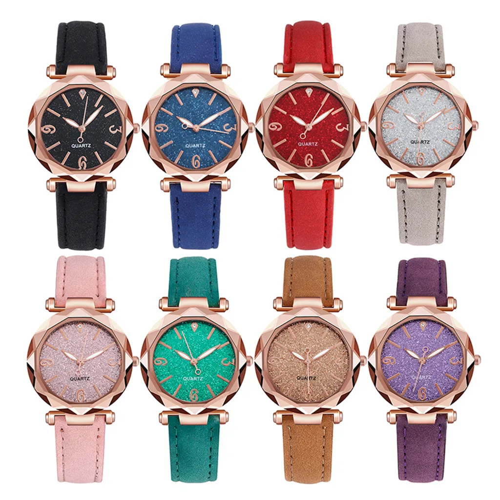 

Fashion Womens watches Ladies fashion Colorful Girl Ultra-thin leather rhinestone analog quartz watch Female Belt Watches 2021