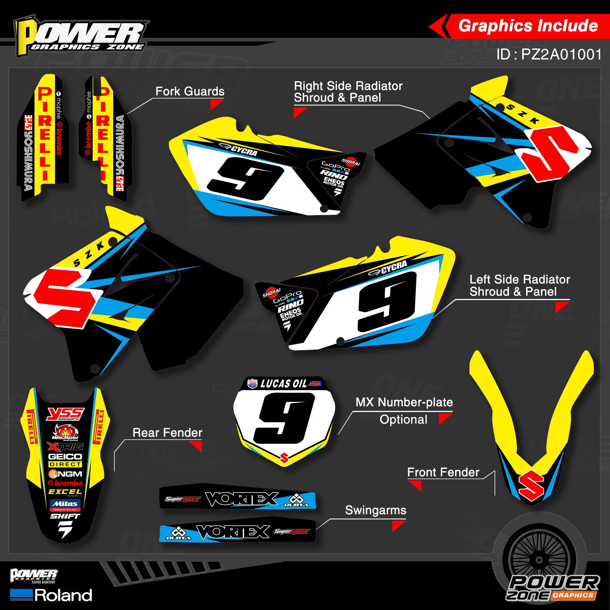 Персонализированные графические наклейки PowerZone Team Набор наклеек для SUZUKI Decal 2001-2012