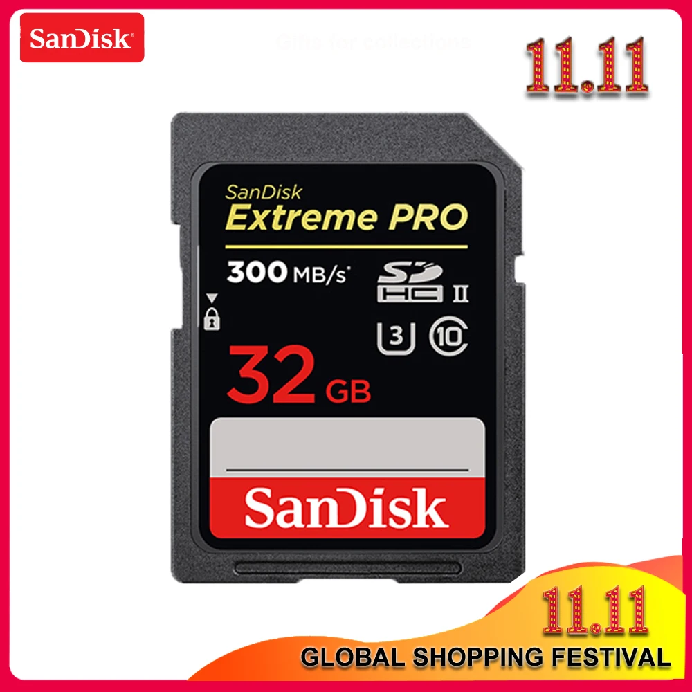 sandisk Extreme Pro SD карта, 32 ГБ, 64 ГБ скорость чтения Скорость до 300 МБ/с. sd-карта Class 10 U3 128 Гб карта памяти для Камера USH-II