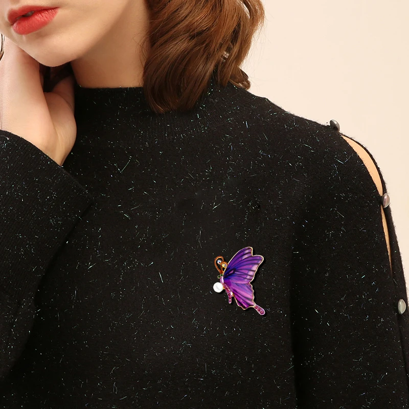 

WYBU Handmade Women Butterfly Brooch Pin Butterfly Brooch Crystal Rhinestone Elegant Accessories Brooch