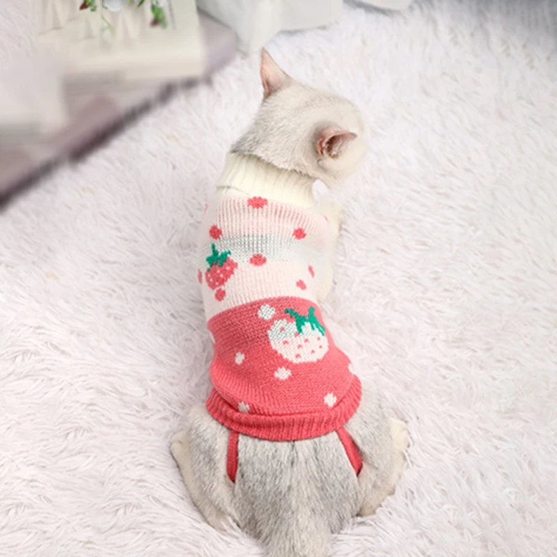 Вязаный свитер с воротником-хомутом для домашних животных зимний теплый