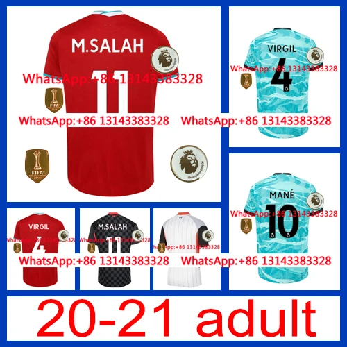 

20-21 custom shirt +patch 2020 Top Thai 2021 Free shipping LiverpoolES Best quality adult Top Best sale